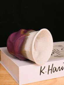 1pc Vintage Handmade Crackle Purple Ceramic Coffee Mug, Retro Afternoon Tea Cup, Creative Rustic Teacup, Breakfast Milk Mug, Espresso Cup Back To School