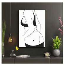 1pc Frameless Modern Minimalist Black And White Lines Sexy Girl Posters High-Definition Printing Wall Arts Suitable For Living Room, Bedroom, Dormitory, Study, Bar, Coffee Shop Wall Decoration, Home Decoration