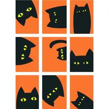 1pc Funny Black Cat Poster Print Canvas Painting Minimalist Nordic Animal Wall Art Picture For Living Room Home Decoration Optional Frame