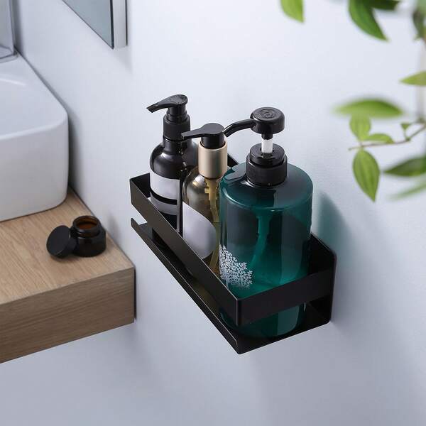 1 peça de 24,5 cm/9,65 pol.-30 cm/11,81 pol. Suporte de armazenamento antiferrugem moderno montado na parede, organizador multifuncional, para banheiros, cozinhas, quartos e escritórios - Caixa de armazenamento para shampoo e suprimentos para chuveiro que economiza espaço, organize seu banheiro