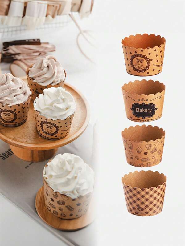1set/8pcs,Antique Single-Use Scone Cups, Thick Muffin Cups, Paper Cupcake Liners, Scone Molds, Baking Tools, Kitchen Gadgets, Kitchen Accessories