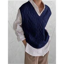 Local Delivery-Viscose & Polyester Blend For Spring, Summer & Fall - Casual Solid Color Lightweight Knitwear, Knit Sweater,Women's Oversized Cable Knit V-Neck Sweater Vest - Sleeveless Loose Pullover Top In Soft Nylon, - Blue - View 2