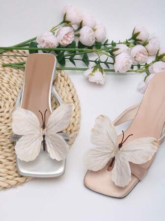 2pcs Detachable DIY Shoe Accessories, Fashionable & Elegant Butterfly Decor For High Heels, Sandals, Shoes - Available In White, Pink, Apricot, Silver, Black - Suitable For Bridal, Wedding, Date, Party, Beach, Travel Shoes