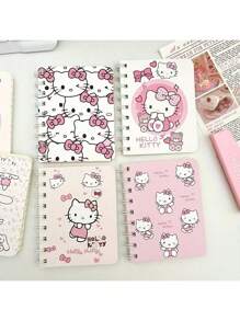 Sanrio 4pcs Sanrio Hello Kitty Spiral Notebooks - Thick & Cute Cartoon Theme Diaries/Journals For Daily Use, School & Office, Sanrio Stationery