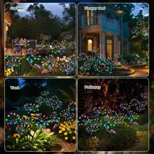 Solar Garden Lights, New Upgraded 2pcs Solar Swaying Starburst Light, Solar Fireworks Outdoor Lights, Yard Patio Pathway Christmas Decoration