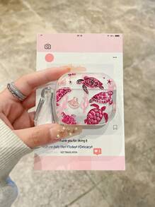 Estuche para auriculares con elementos oceánicos, como caparazón de tortuga, conchas marinas y coral, estuche transparente con 1 hebilla, compatible con funda para , auriculares, Pro (2.ª generación), 3, Pro, 1/2 y 4