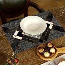 1/2/4/6/8 Pieces Luxury Placemat Set - Designed With Bright Red Abstract Geometric Patterns, Desktop Decoration, Daily Tablecloth Table Mats, Coasters, Suitable For Holiday Party Decoration, Coffee Table And Home Decoration, Kitchen Table And Room Decoration Accessories, Dining Table Decoration, Restaurant Company Gatherings