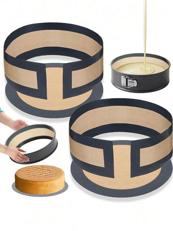 1pc/2pcs Silicone Baking Tray Suitable For Circular Plates, Preventing Cakes From Sticking To The Bottom And Sides, Easy To Clean, And Reusable. Cheese Cake Tray, Silicone Baking Tray, Baking Accessories, Practical Kitchen Tools