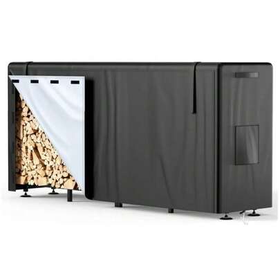 Holzlager Außen 235 x 25 x 115 cm, Kaminholzregal Metall mit 50 cm Abdeckplane, Brennholzregal 1,2 m³/1,4 SRM, Stapelhilfe für Holzstapel