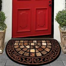 奢华复古半圆形门垫 - 防滑背衬，毛绒绒地毯，小地毯。卧室地毯，浴室垫，厨房地毯。装饰地毯，可水洗玄关垫，适用于厨房、餐厅、走廊、卧室、派对、露台、节日装饰 - 彩色 - 查看 2