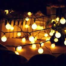 1 Peça Série de Luzes 20/30/50/100/200 LED Bola Branca, Luz Decorativa para Jardim ao Ar Livre Natal, Luz Atmosférica para Decoração de Festa de Feriado, Alimentada por Caixa de Bateria, Branco Quente