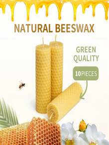 JAYSUING 10 pièces Feuilles de base en nid d'abeille en cire d'abeille naturelle, bougies en nid d'abeille artisanales DIY pour une ambiance festive, feuilles de cire d'abeille roulées créatives et pures