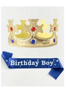 👑 تاج ذهبي للبالغين، قطعة رأس للأمير مرصعة بالراين ، ديكور كيك، تاج لحفلة عيد الميلاد، هدية للأم في عيد الحب، عيد الأم، قطعتان/قطعة