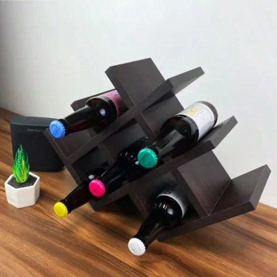 Estructura de Madera para Botellas de Vino | Diseño Cuadrado Minimalista - Negro - Ver 1