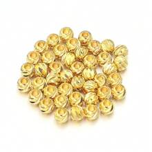 20-100 Stücke/Packung vermessingte gold-/silberfarbene facettierte runde Metallperlen, verschiedene Stile wählbar, schwerer Metall Chic DIY Schmuckherstellung Zubehör für Armband, Halskette, Anhängersperlen