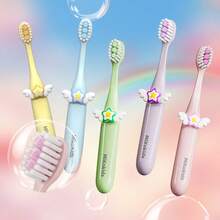 5pcs Cute Cartoon Angels Wings Soft Bristle Children/Baby Toothbrush, Suitable For Teething, Milk Teeth Stage, Fine & Soft Bristles, Great Value Pack