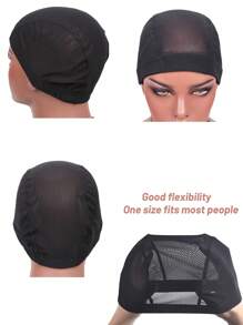 1 szt. czepek na perukę, czepek z wkładką do peruki, czepek z elastycznej siateczki z dużymi otworami, czepek z czarnej elastycznej peruki ze spandexu do wyrobu peruk, luźny regulowany pasek, lekki, oddychający, miękki, bezszwowa okrągła czepek, czepek do codziennej pielęgnacji koka, czepek do spania, czepek z siateczki o wysokiej elastyczności unisex (czepek na perukę M/L), jednolity kolor, swobodny, boho, poliester, pusty, do codziennego użytku, na wszystkie pory roku