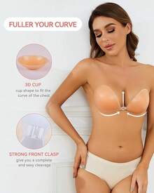 Sujetador adhesivo de silicona invisible con efecto push-up - sin espalda, sin tirantes para mujeres con cubrepezones - halloween - Beis - View 10