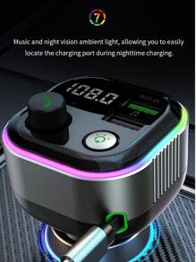 Svintora Auto Bluetooth 5.4 Adapter mit 65W PD3.0 Schnelllade, FM-Sender, automatische Wiederverbindung, Doppel-C- und USB-Anschlüsse, intelligenter Schutz, 7-farbige LEDs für Autos / Lkw / Autos (Upgrade 2025)