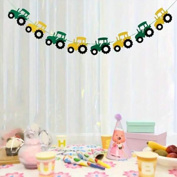 200cm Tractor Bunting Tractor Felt Banner Party Decoration For Birthday Decoration Tractor Party Supplies