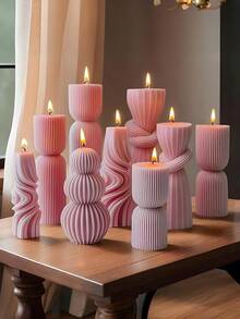 1 件 3D 几何螺旋硅胶蜡烛模具，柔性耐热硅胶，适合制作圣诞香薰棒、石膏几何柱状蜡烛、不对称螺旋蜡烛模具、圣诞装饰、手工 DIY - 白色 - 查看 2