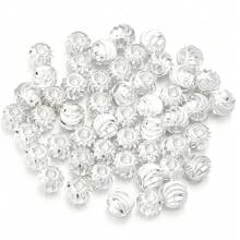 20-100 Stücke/Packung vermessingte gold-/silberfarbene facettierte runde Metallperlen, verschiedene Stile wählbar, schwerer Metall Chic DIY Schmuckherstellung Zubehör für Armband, Halskette, Anhängersperlen