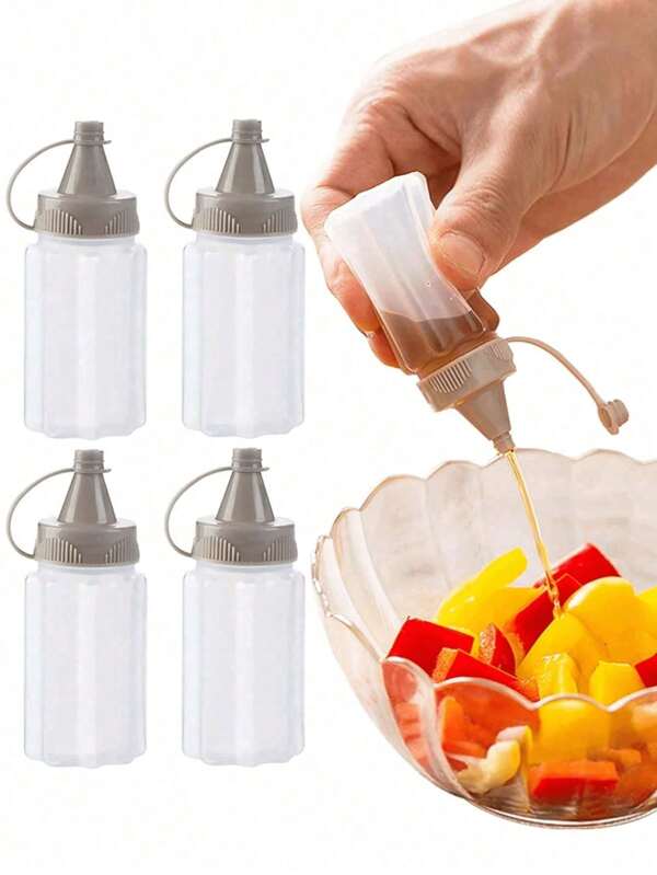 1 pieza Recipiente portátil para condimentos con apretón, botella de salsa mini translúcida para camping al aire libre, útiles escolares