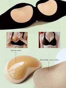 2 Pcs Women's Invisible Padding Magic Bra Inserts Sponge Bra, Breast Push Up Pads, Swimsuit Silicone Bra Pad, Nipple Cover Stickers Patch