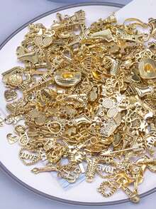 100pcs/Pack Or 20pcs/Pack Assorted Shiny Gold Metal Starfish & Butterfly DIY Jewelry Pendant, For Jewelry Making Accessories - Multicolor - View 3