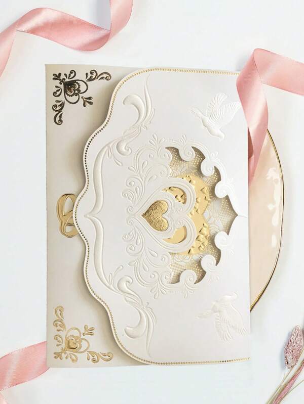 5PCS/10PCS/20pcs Wedding Card Bride And Groom With Envelope, Engagement Congratulations, Gold Foil Design,Fit Wedding, Bride, Groom, Engagement (5x7 In Wedding Card)