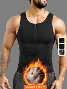 1pc Men's Sports Waist Trainer Vest, Rubber Sweat Enhancing Body Shaper, Fitness Tummy Tucker, Long Torso Abdomen Wrap Waist Trimmer Belt