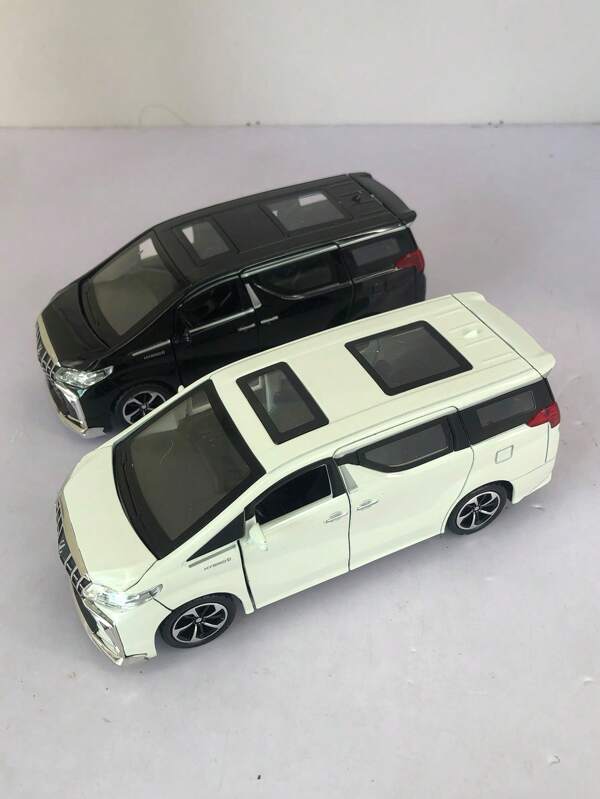 ESCBBXX 1pc Zinc Alloy Die-Cast Exterior Commercial Vehicle MPV Model Toy Car, 6.22inch Long X 2.87inch Wide X 2.32inch High, Realistic Model Toy Car With Openable Doors/Trunk, Lights, Sound Effects, Rolling Tires, Detailed Interior, Suitable For Children Boys Birthday Festival Gift Toy Car Collection