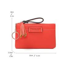 Mini PU Leather Coin Purse With Keychain Fashion Zipper Clutch Wallet Large Capacity Change Pouch With Tassel For Women Wallet Purse Wallet Keychain Travel Wallet Coin Wallet Mini Wallet
