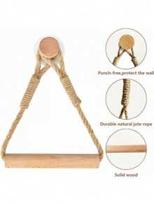1 chiếc giá treo khăn giấy bằng gỗ và dây thừng dệt, phụ kiện phòng tắm thanh lịch và thiết thực, hộp đựng khăn giấy cuộn treo tường sáng tạo - Lạc đà - Xem 1