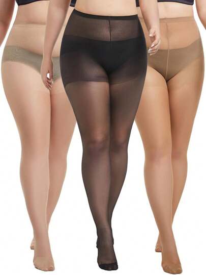 1pairsPlus Size Curve Controls Top Pantyhose For Women, Comfortable Silk Transparent Pantyhose, Lightweight Women's Long Socks