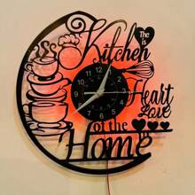 1 Horloge murale vinyle LED de conception de cuisine unique, convenant aux salons, chambres à coucher, bureaux et cuisines - cadeau original pour les anniversaires d'amis, la Fête des mères, le printemps, les cérémonies de remise des diplômes, Noël