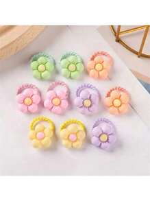 10pcs Floral Hair Accessories, Cute Hair Ties, Summer Hair Scrunchies, Safe For Hair - Colorful 8-Petal Flowers, 10 Sets; Large Bow Design, 10 Sets Ponytail Holder Hair Elastic Hair Rope