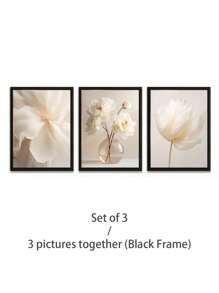 3Pcs/Set, Optional Frame, High Quality Print Painting, Modern Style, Flower Theme, White Flowers, Vase Arrangement, Simple Style, Wall Art Poster, Home Decoration, Decorative Painting, Suitable For Living Room, Sofa, Bed, Hallway, Bedroom, Bathroom, Office, Perfect Art Gift