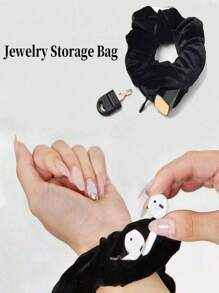 1 pieza Diadema multifuncional con cremallera, bolsa elástica portátil para exteriores para guardar efectivo/monedas/llaves/auriculares/accesorios, organizador de maquillaje de gran capacidad, adecuado para deportes, caminar, almacenar artículos personales