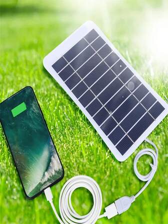 1/2/5PCS 2W 5V Solar Panel USB Outdoor Hiking Camping Portable Battery Mobile Phone Charging Bank Charging Panel ,5V2W Solar Panel Charger With USB Interface, Flexible Photovoltaic Panel, Outdoor Mobile Phone With Cable Generator Board