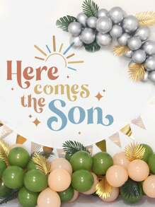 1pc "Here Comes The Son" English Quote Baby Shower Arch Backdrop, Gender Reveal Party Decoration Room Decor Home Decor Stickers Wall Stickers Wall Decor