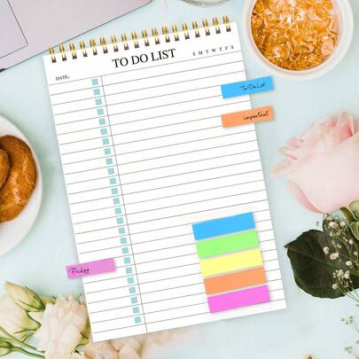 Trees 无日期待办事项记事本/每日计划本/螺旋装订任务清单/日程安排本，提升效率，8.5英寸*5.5英寸，100克办公用品纸，教师节礼物/母亲节礼物