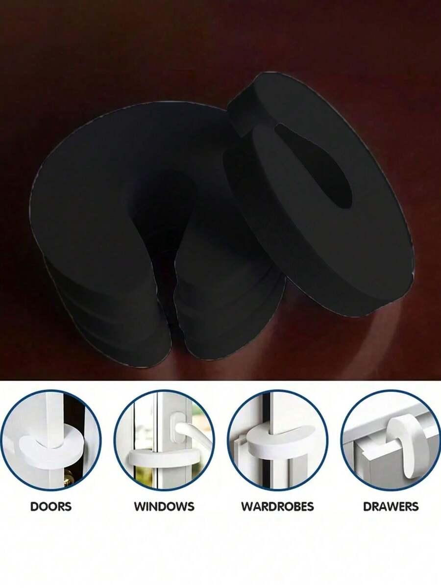 1/3/5Pcs Door Jam Guard & Door Stopper. Door Cushion, Door Buddy, Finger Pinch Guard Device, Anti-Slam Door Stopper, Finger Protector - Finger Protector, Keeps Door Open Gifts Birthday Graduation - Black - View 1