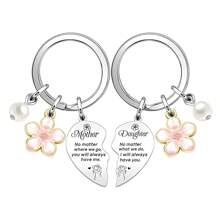 2 Stück Herz-förmige Schlüsselanhänger Set für Mutter und Tochter, Geschenke für Mutter, Muttertags-Geschenke von Tochter, Autozubehör, Taschenanhänger, Rucksack-Schmuck für Schule
