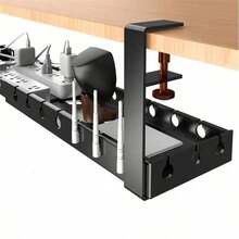 1 件装桌下线缆管理托盘，可扩展坚固钢制桌下线缆隐藏槽，金属电源插线板线缆固定器 - 彩色 - 查看 6