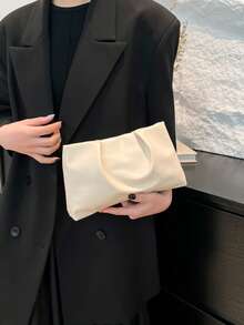 New Niche Design Fashion Solid Color Envelope Bag, Retro Women Handbag - White - View 5