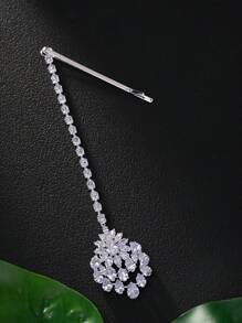 1pc Zirconia Forehead Chain, Water Drop Headpiece, One-Piece Clip, Bohemian Style, New Bride Hair Accessory