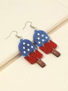 1 par de pendientes casuales con gota de color bandera de EE. UU. y estrella de acrílico para mujeres y niñas, accesorios patrióticos para el Día de la Independencia