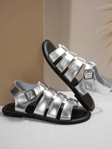 2025 Summer New Outdoor Comfortable Woven Flat Open Toe Plus Size Women Sandals
