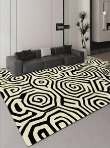 1pc Luxury Minimalist Line Art Patterned Carpet, 1100g High Density Faux Wool + TPR Washable Bottom, 0.6cm Thickness, Vintage European Botanical Elements Soft Shaggy Area Rug For Outdoor, Entryway, Living Room, Bedroom, Laundry Room, Bathroom, Machine Washable All Season Large Size Mat, Home Decor